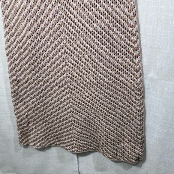 House Of Harlow 1960 NWT Chevron Crochet Knit Ivory Khaki Maxi Dress Size M - Picture 11 of 12